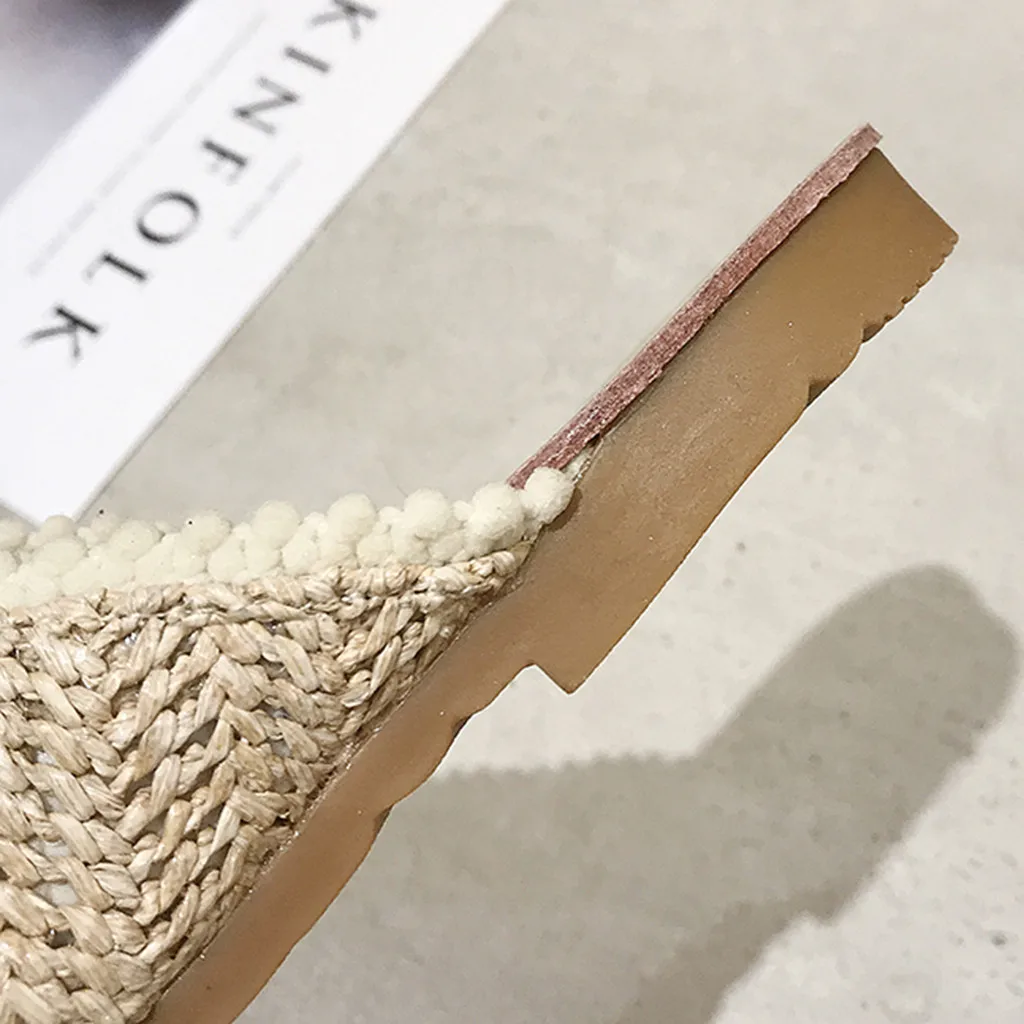 Босоножки женские льняные повседневные сандалии плоская подошва пляжная обувь