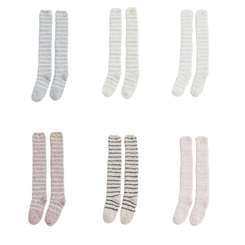 

Long Female Knee Socks Coral Fleece Winter Warm Leg Cover Home Floor Overknee Sock