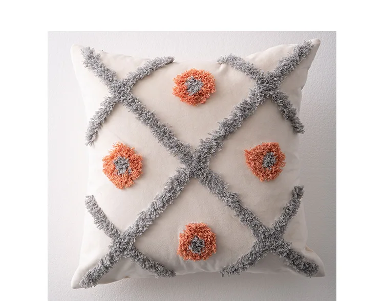 Бежевая подушка в клетку для стула винтажный цветной марокканский Стильный