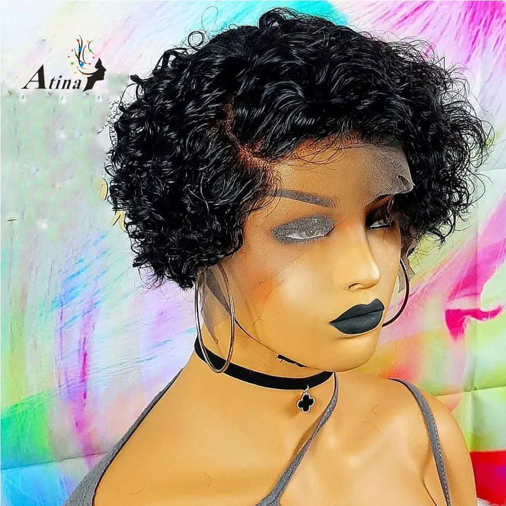 Вьющийся парик из человеческих волос 13x4 на сетке спереди бразильский с