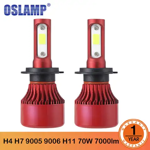 Oslamp H1 H4 H7 H11 H1 H3 H13 9005 9006 светодиодный головной фонарь, автомобильные фары дальнего и ближнего света 70 Вт 7000LM светодиодный COB лампы 6500K 4300K 12 В 24 ...