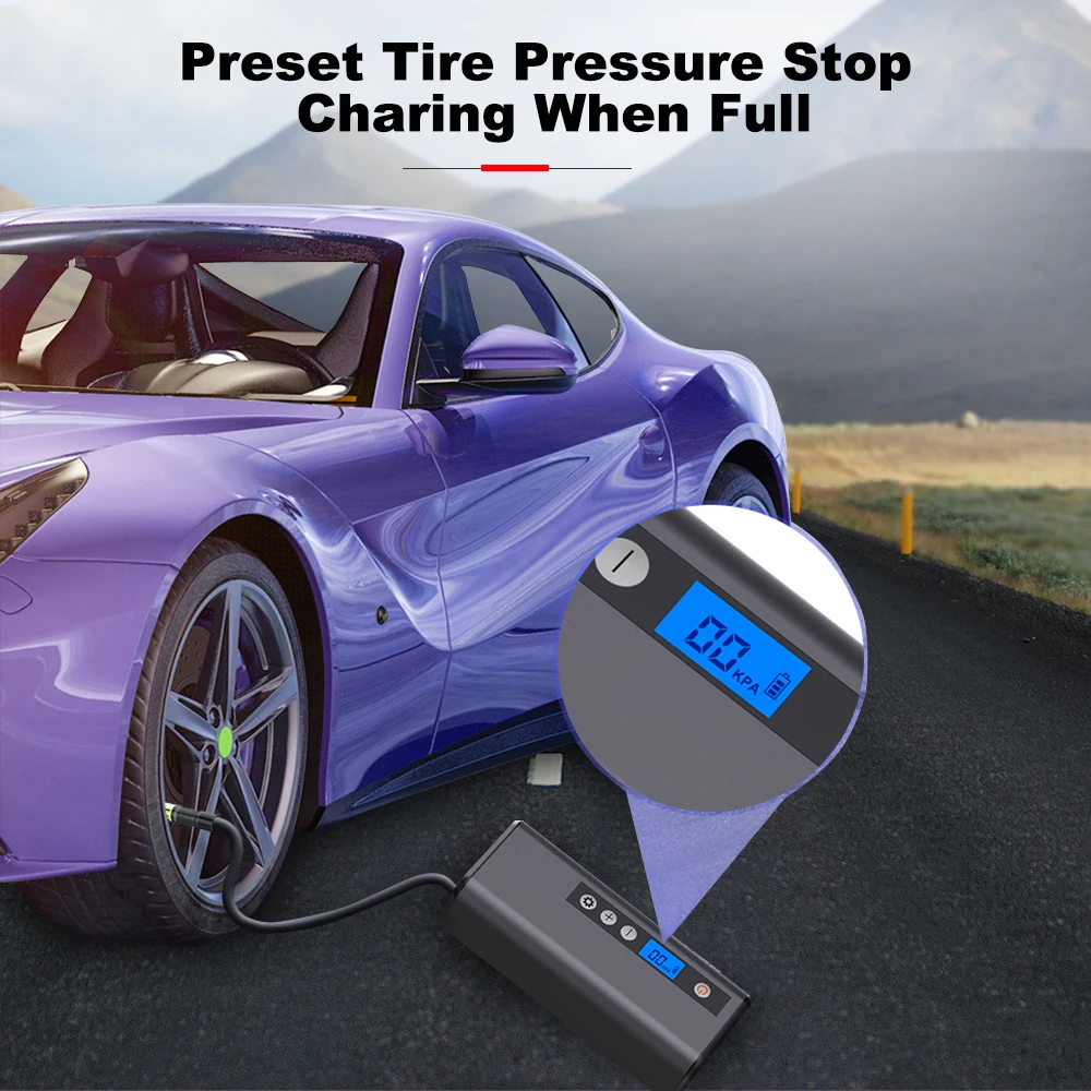 melhor Anchtek Carro Recarregável Pneu Inflator Sem Fio Portátil Compressor Digital Pneu De Carro Bomba Para Pneus De Bicicleta Carro Bolas