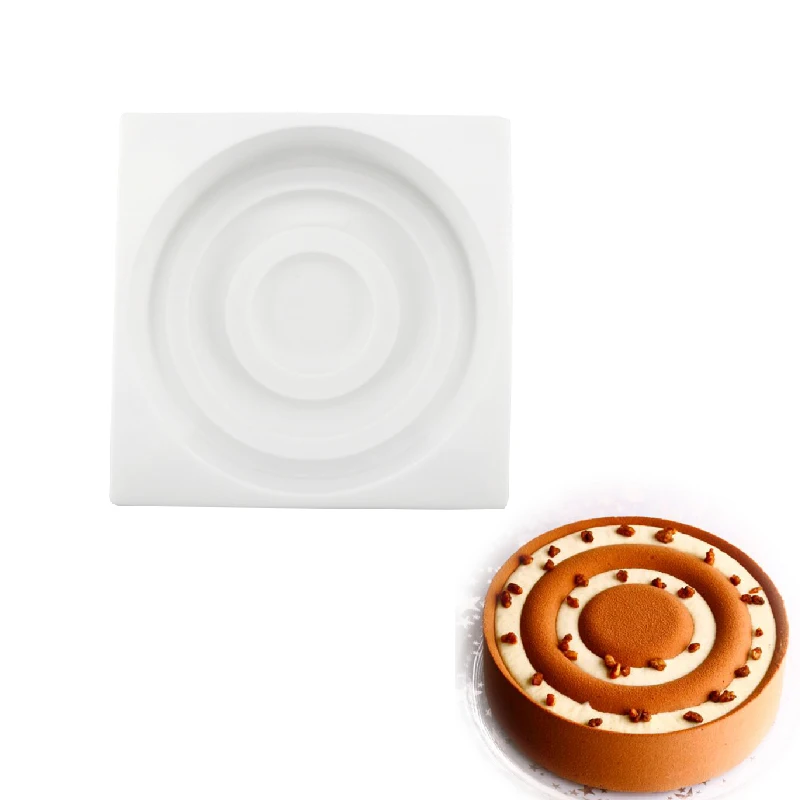 3D силиконовый вокруг Форма с принтом в виде кружков для пресс-форм выпечки