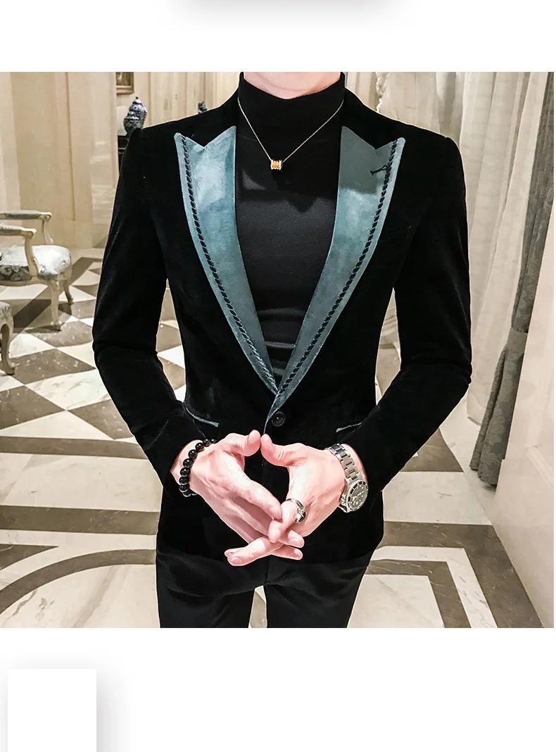 Замшевый костюм мужские Клубные блейзеры slim fit para caballero мужские Клубные костюмы куртки для вечеринок бархатный черный Стиль Блейзер с пайетками