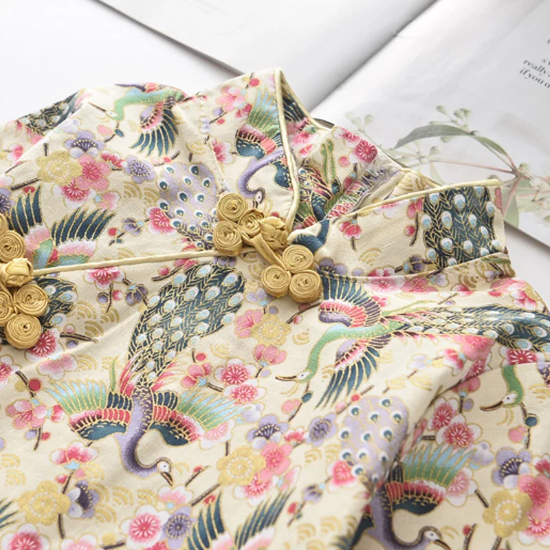 

Girl Dress 2021 New Floral Baby Qipao Chi-Pao Cheongsam Christmas Chinese Kids Lace Dresses Girls Clothing Princess Dress