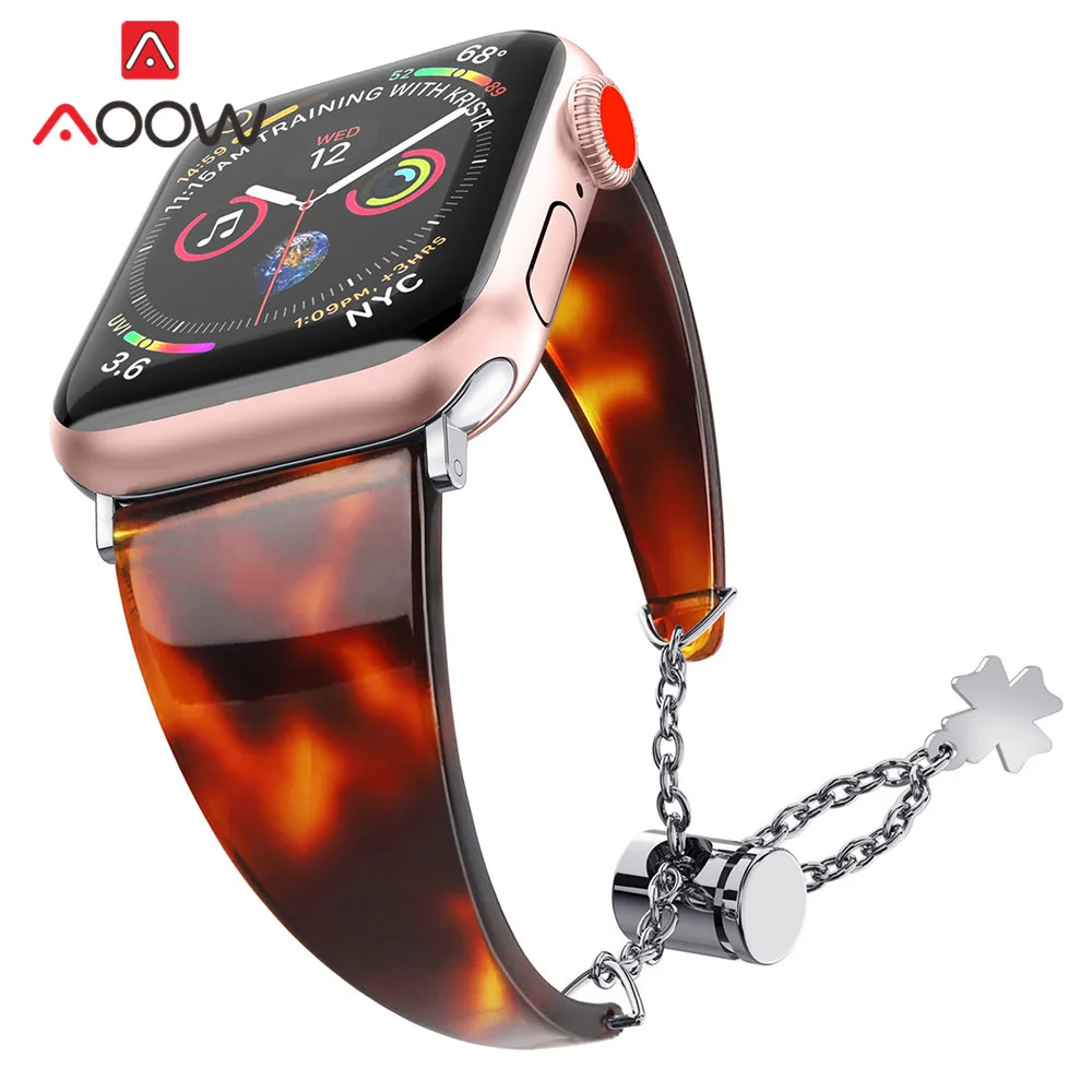 

Waterproof Resin Watchband for Apple Watch 40mm 44mm 38mm 42mm Fashion Metal Adjustment Bracelet Band Strap for iwatch 4 3 2 1