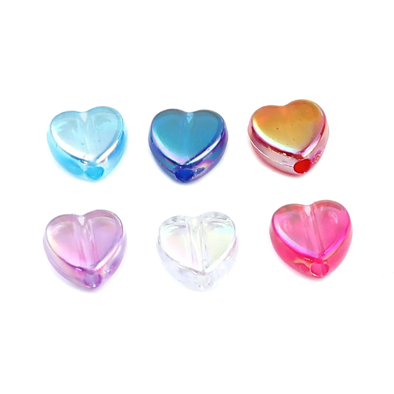

500 PCs Love Heart Beads Acrylic Beads For Jewelry Making Loose Spacer Beads DIY Necklace Bracelet Gifts Accessories 9mm x 8mm