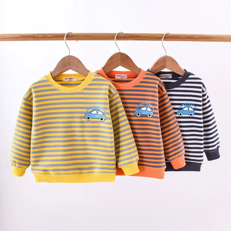 

Детский свитшот для мальчиков, одежда, полосатые Мультяшные толстовки, Детская рубашка для младенцев, повседневная детская одежда, костюм н...