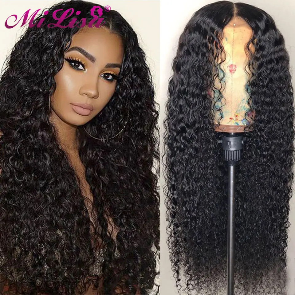 Полный парик шнурка кудрявый 8 26 дюймов полный бразильский Mi Lisa 180 плотность Remy