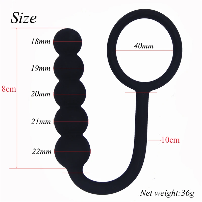 

Silicone Anal Butt Plug 5 Pull Beads With Cock Ring Prostate Massager Anal Balls Anus Masturbation Erotic Anal Sex Toy For Adult