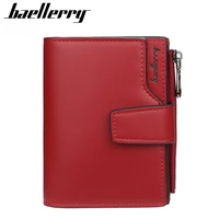 baellerry three fold leather wallet for women high quality hasp short purse with zipper coin pocket female credit card holder