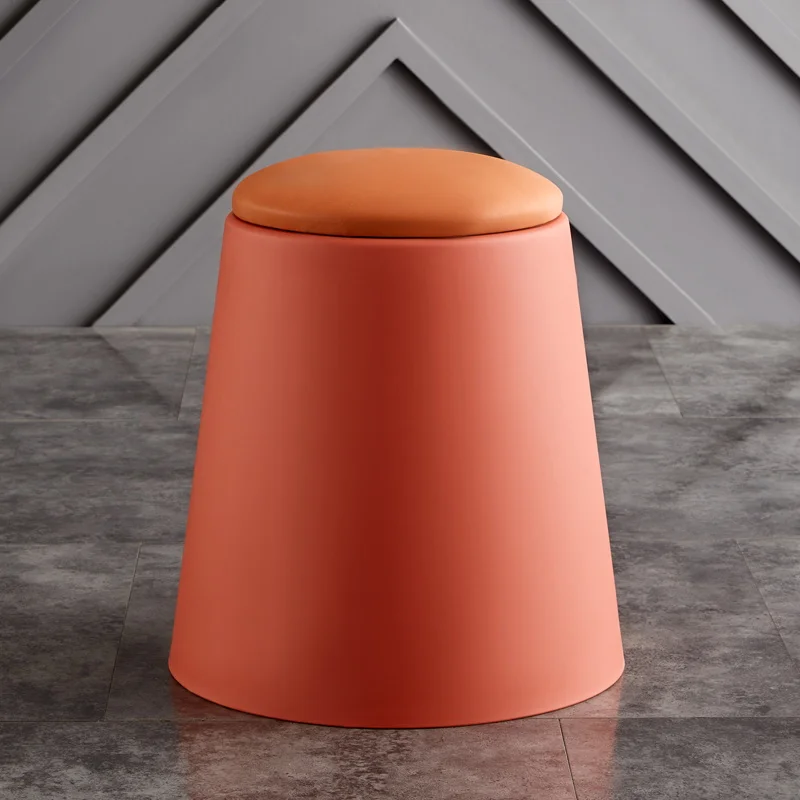 

Nordic Stools Home Creative Plastic Chair Living Room Furniture Small Round Stool Stackable Ottomans Simple Fashion Vanity Chair