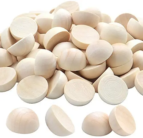 

100 Pieces 20mm Split Wood Balls Half Wooden natural Balls Half Round Ball for DIY Projects Crafts Kids Arts