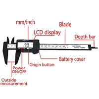 new arrival 150mm 6 inch lcd digital electronic carbon fiber vernier caliper gauge micrometer measuring tool qst008
