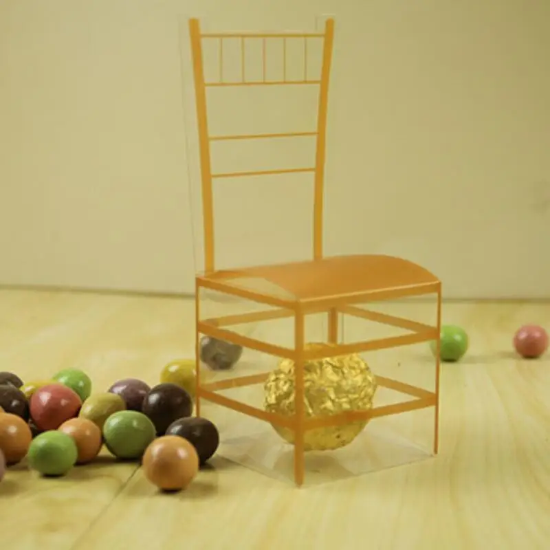 Gold Chair PVC Transparent Candy Box Favor Gift Wedding Baby Shower Boxes wedding favors and gifts LX9139 | Дом и сад