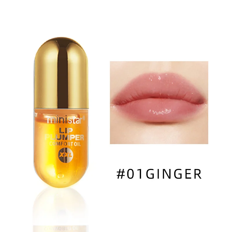 

5.5ml Capsule Plumper Lip Gloss Ginger Mint Moisturizing Plumping Makeup Lip Oil Repairing Lips Enhancer Essence Cosmetics