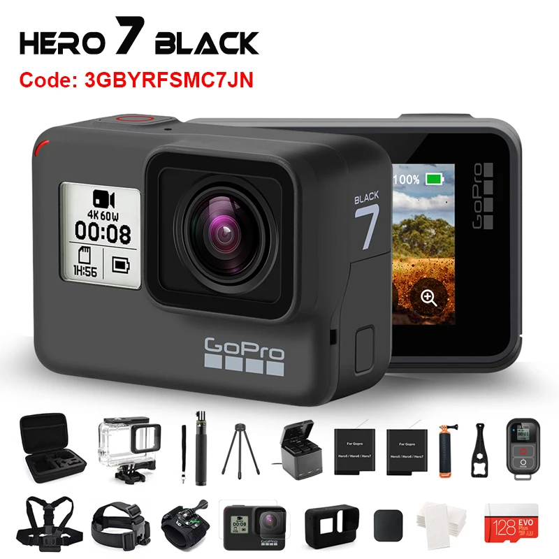 Экшн Камера GoPro HERO 7 Black водонепроницаемая 4K Ultra HD 12 МП 1080p|Экшн-камеры| |
