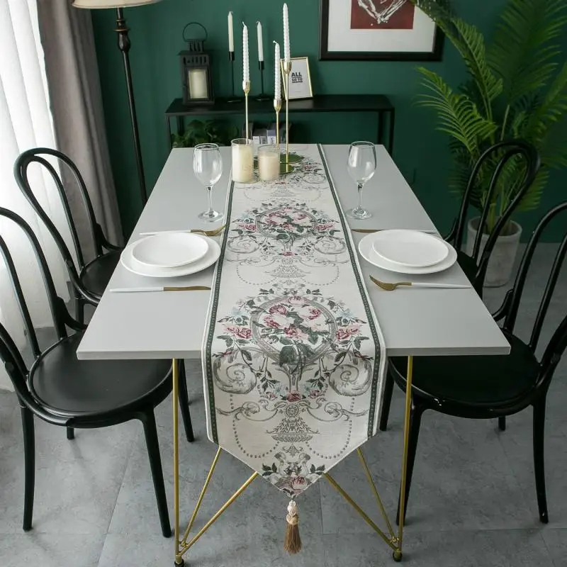 

Model room table flag European jacquard table cloth tablecloths table bed flag Table Runner Fashion Contracted Tea Table Cover
