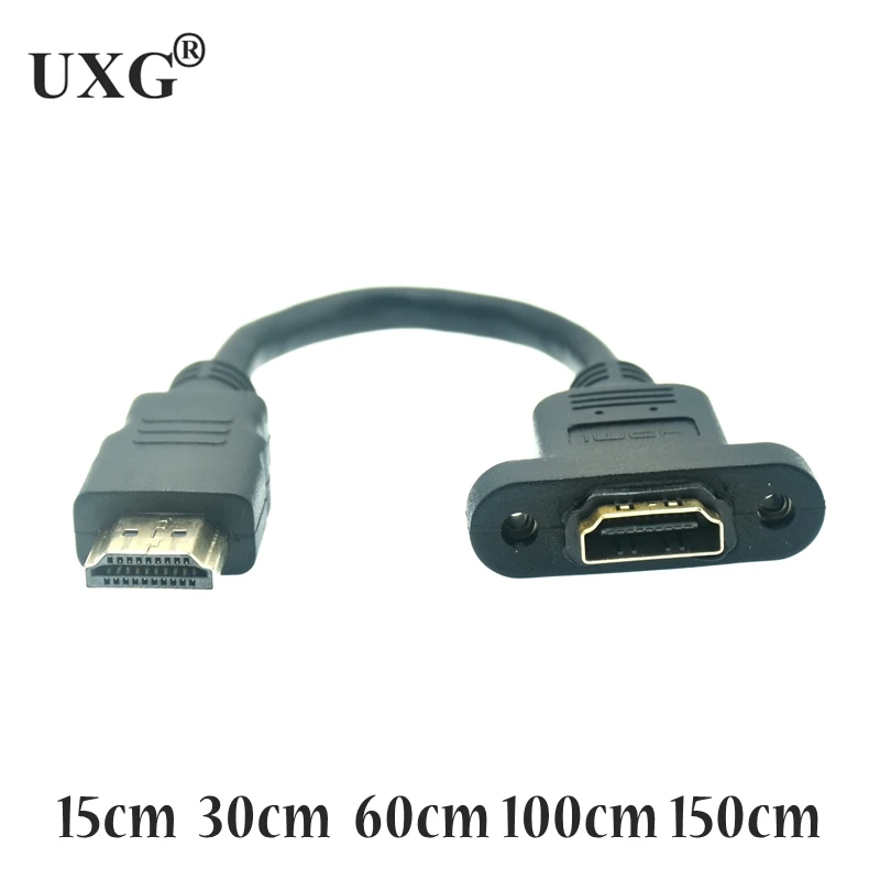 Угол 90 ° HD кабель мужского и женского пола чехол винт крепления панели HDMI