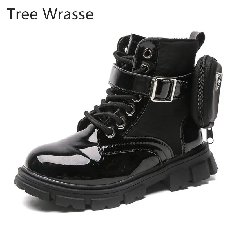 

Girls single boots children Martin boots 2021 fall fashion new casual non-slip boys PU leather short boots Tree Wrasse