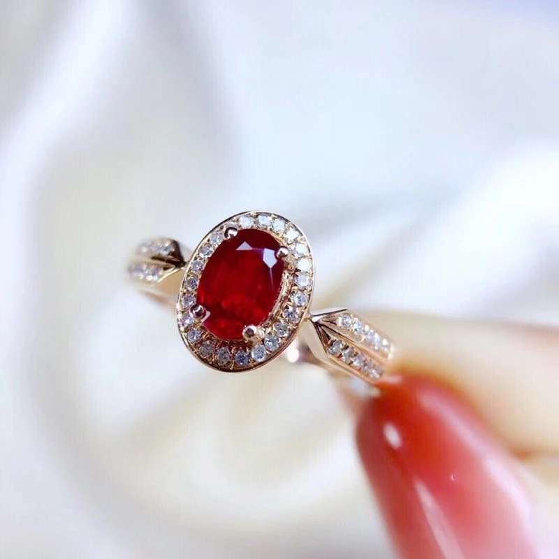 

shilovem Natural New Burning Pigeon Blood Ruby Gemstone Rings for Women Real 925 Sterling Silver new gift 5*7mm jcj0507668agh