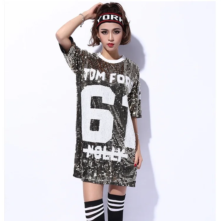 Casual Nightclub DS Costumes Jazz Hip Hop street Dance Tops T-shirts for Women Singer Stage Performance Loose |