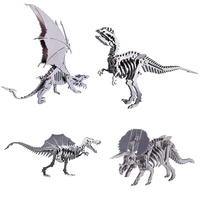 diy assembled model kit 3d stainless steel detachable model puzzle ornaments ice dragon spinosaurus tyrannosaurus with stand