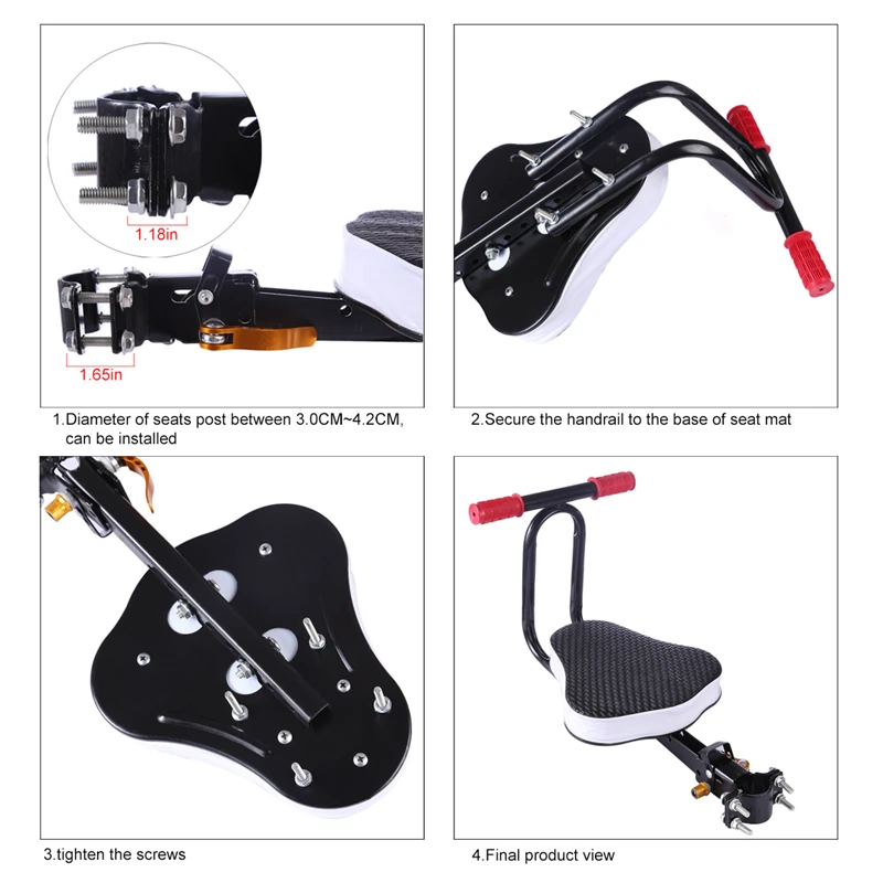 Electric Bicycle Child Baby Chair Bike Front Safety Release Saddle with Armrest Guard Bar Pedal Cycling Acccessories for B images - 6