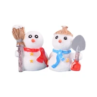 2pcs resin snowman figures figurines micro landscape christmas model home diy miniature garden bonsai crafts decoration