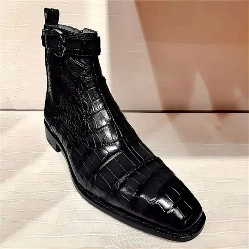 

Fashionable Men Popular Autumn and Winter Zipper Round Buckle PU Leather Classic Martin Boots8KH459