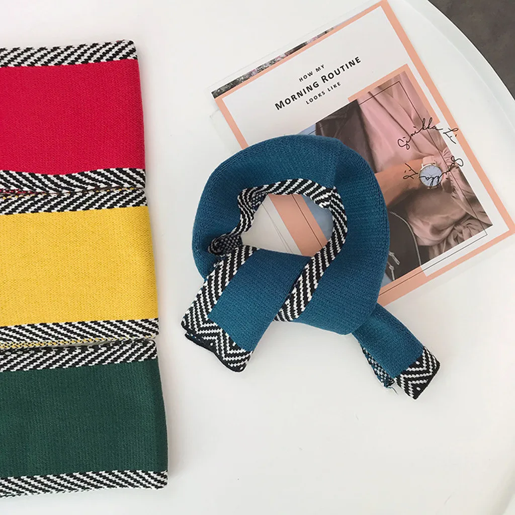 Зимний шарф Женский клетчатый женский модный короткий в полоску вязаный