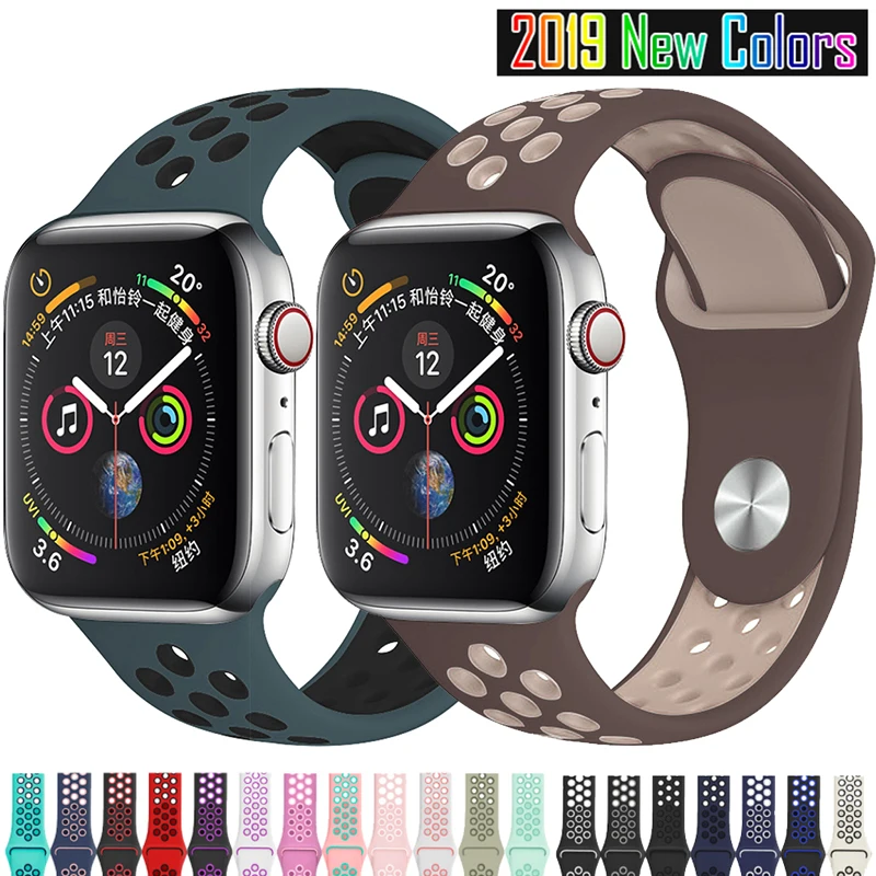 Для Apple Watch Band мягкий силиконовый сменный Браслет серии 5 4 ремешок для часов 44 мм 40