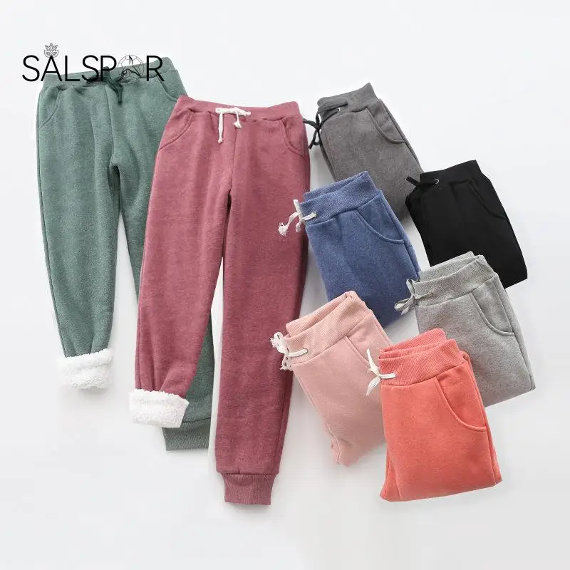 

SALSPOR Warm Cotton Pants Women Plush Lamb Wool Trousers Autumn Winter Casual Padded Trousers Female Sports Harem Pants