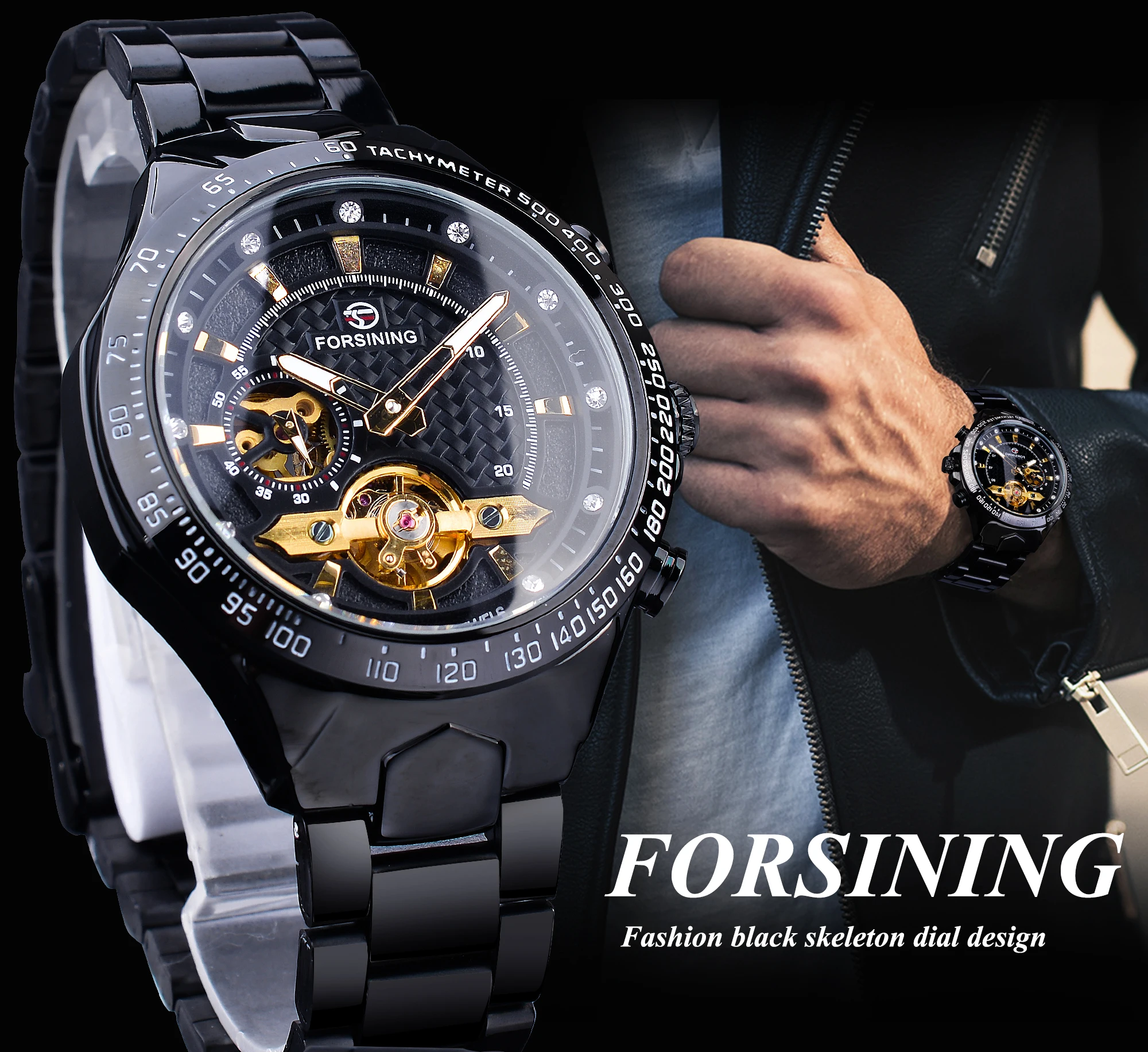 Forsining Golden Tourbillion Design 2021 Diamond Luxury Mens Automatic Watches Top Brand Mechanical Clock Relogio | Наручные часы