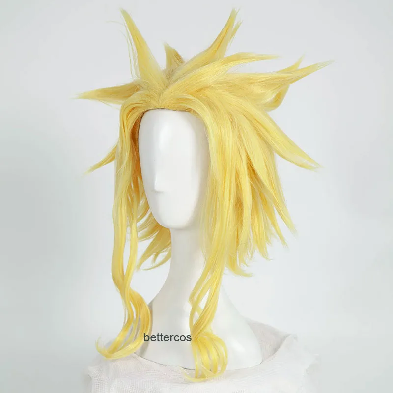 

My Hero Academia All Might Cosplay Wigs Short Golden Blonde Heat Resistant Synthetic Hair Wig + Wig Cap