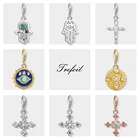 Подвеска на удачу, крест рукой Фатимы, Nazar Eye, серебро 925 пробы, подходит для браслета, ожерелья, изящные женские ювелирные изделия, аксессуары