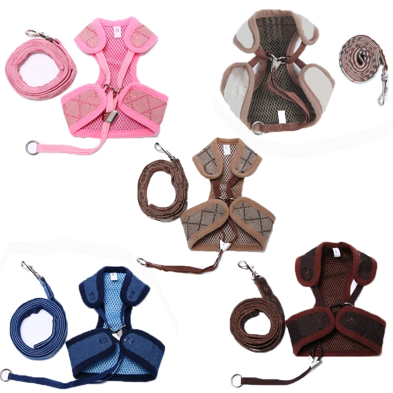 

Dog Harness and Leash Set Luxury Designer Cat Vest Pug Walking Tool Lead Accessories Pet Supplies