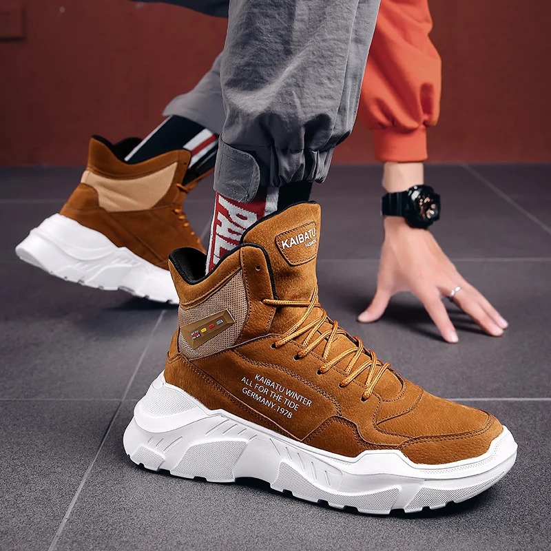 

Shanghao autumn and winter high-top men's shoes pig thick-soled men's boots autumn high-top fashion trend non-slip men's shoes