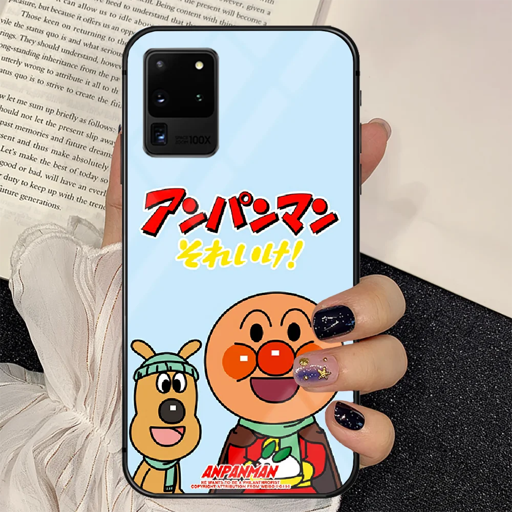 

Cartoon Anime Anpanman Phone Tempered Glass Case Cover For Samsung Galaxy S Note 5 6 9 10 10E 20 21 FE Plus Uitra Back Luxury