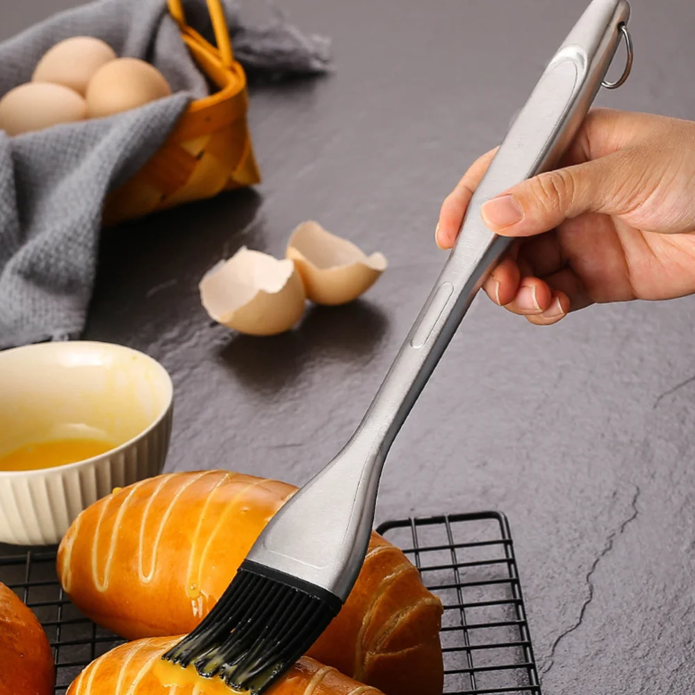 

2pcs Pastry Brush Stainless Steel Handle BBQ Oil Brushes Cake Baking Brushes