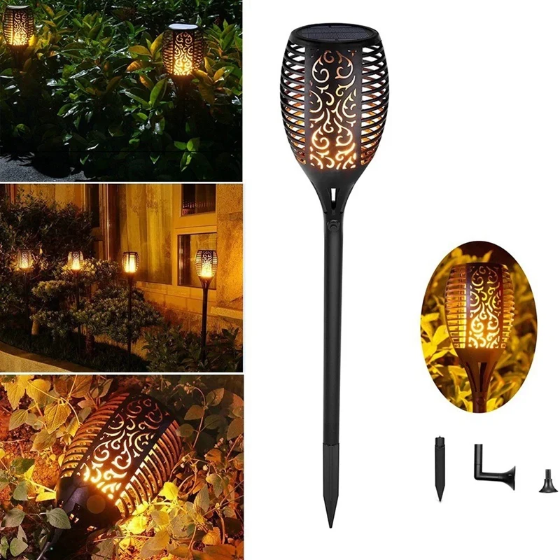 Solar Torch Lights Flickering Flames Weatherproof Light Dancing Flame Lighting 96 Led Dusk To Dawn | Лампы и освещение