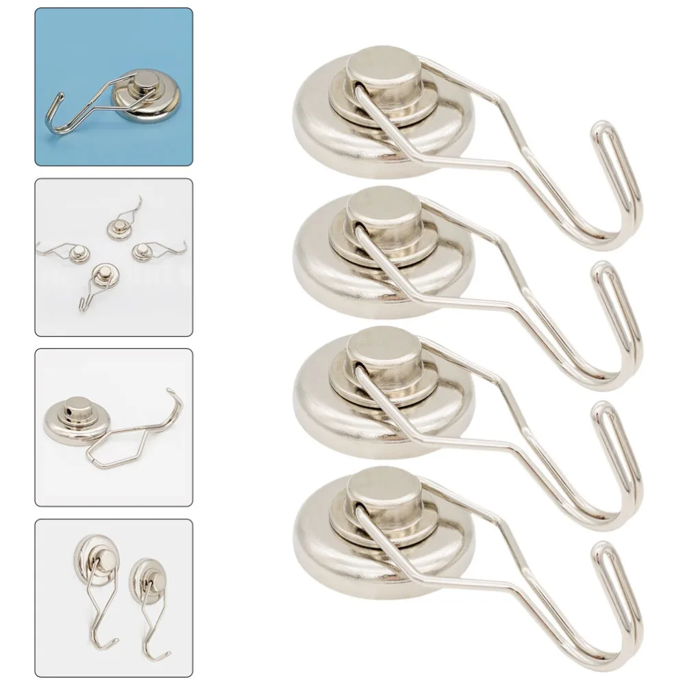 

4pcs 360 Degrees Swivel Swing Magnetic Hooks Wall Hanger Household Supplies