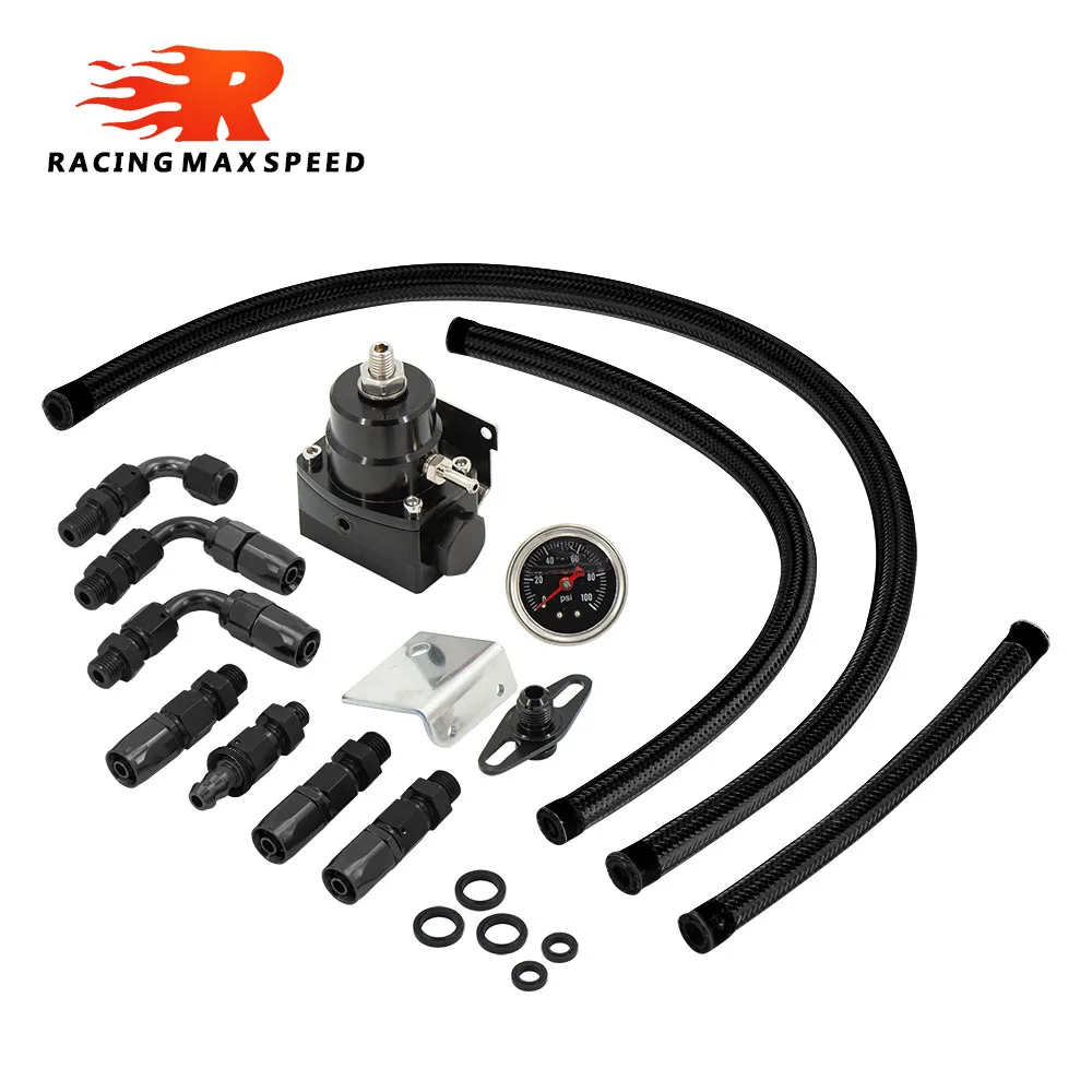 

Racing Auto Universal Adjustable Fuel Pressure Regulator Oil 160psi Gauge AN 6 Fitting End Oil Gauge Hose Fitting Kit