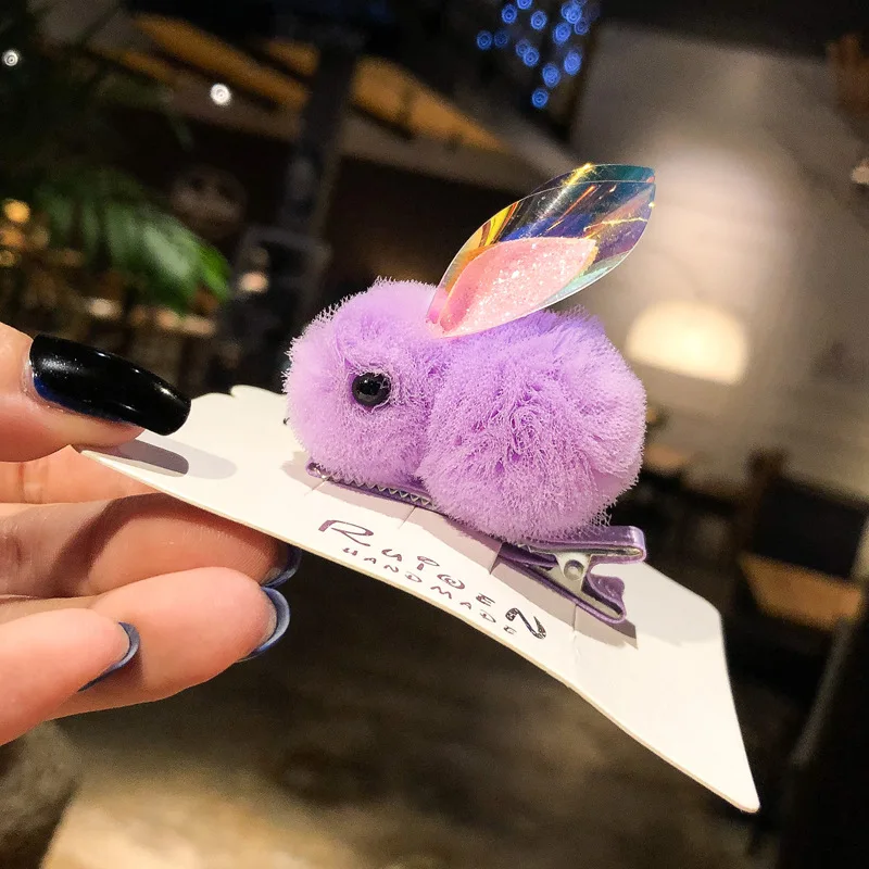 1 шт. супер милые прозрачные тканевые заколки для волос в виде кролика девочек
