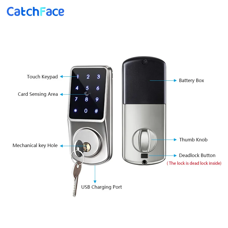 Bluetooth Smart Lock Electronic Door Lock Unlock with TTLock APP Backup Key Digital Lock For Home Office Apartment Hotel School