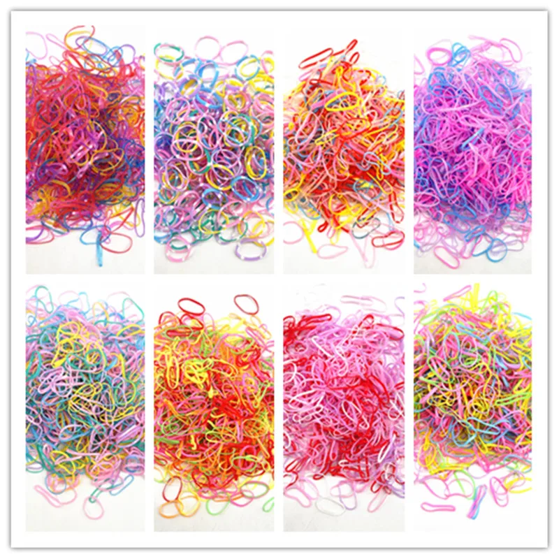 

New 500pcs Cute Colourful Rubber Ring Disposable Elastic Hair Bands Ponytail Holder Rubber Band Scrunchies Kids Hair Accessories