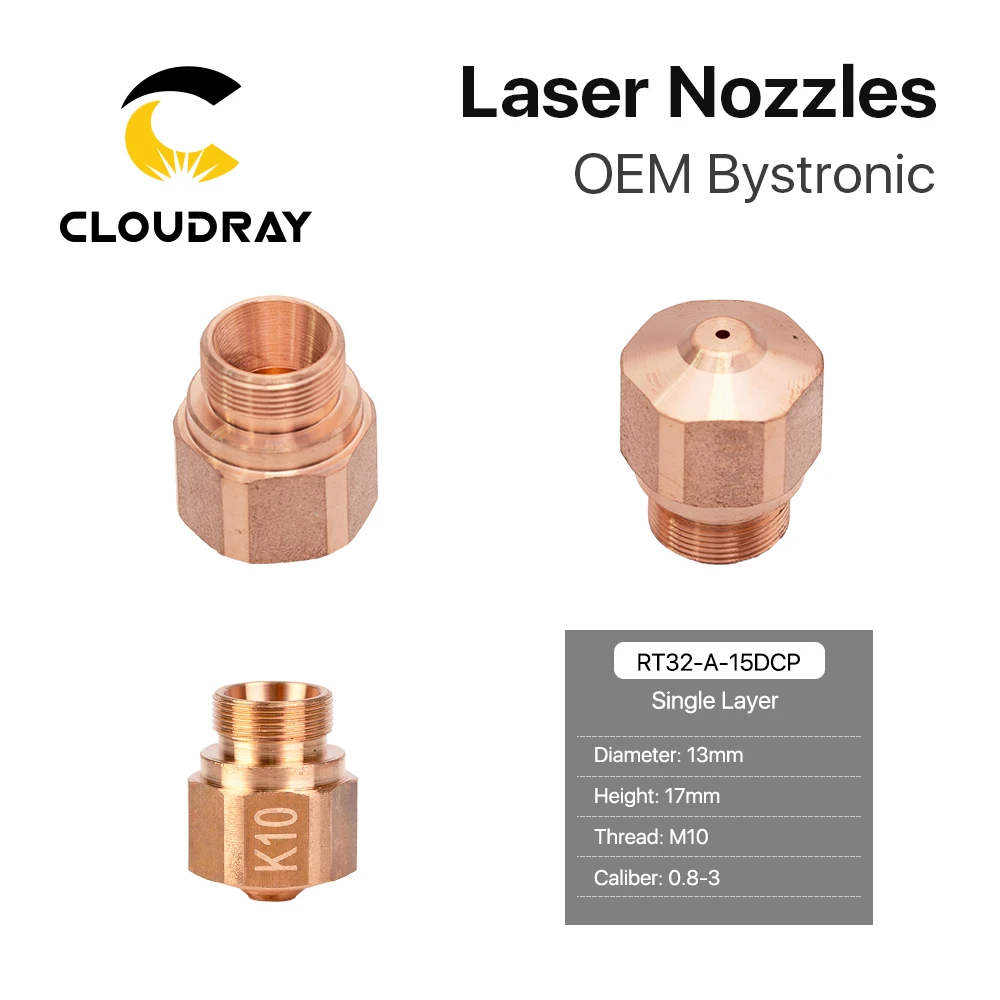 Cloudray OEM Bystronic K Серия диа. 13 мм лазерные насадки Однослойная резьба M10 Калибр 0 8-3 для