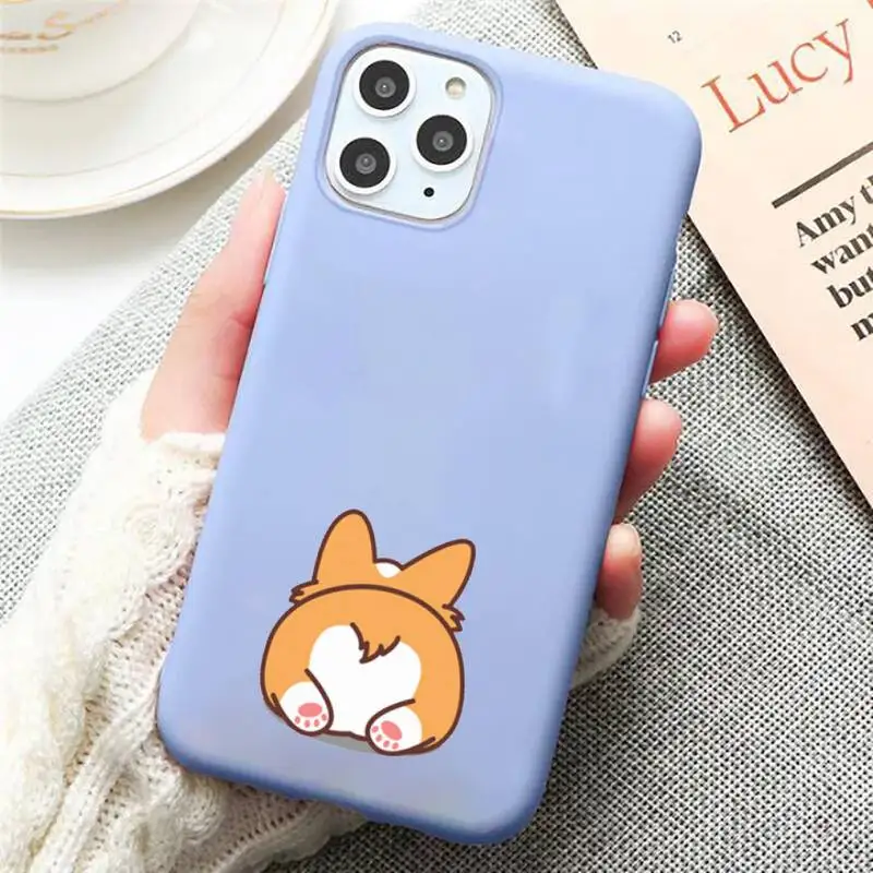 

Corgi Butt Cute Animal Puppy high quality Phone Case shell Candy Color for iPhone 6 7 8 11 12 s mini pro X XS XR MAX Plus
