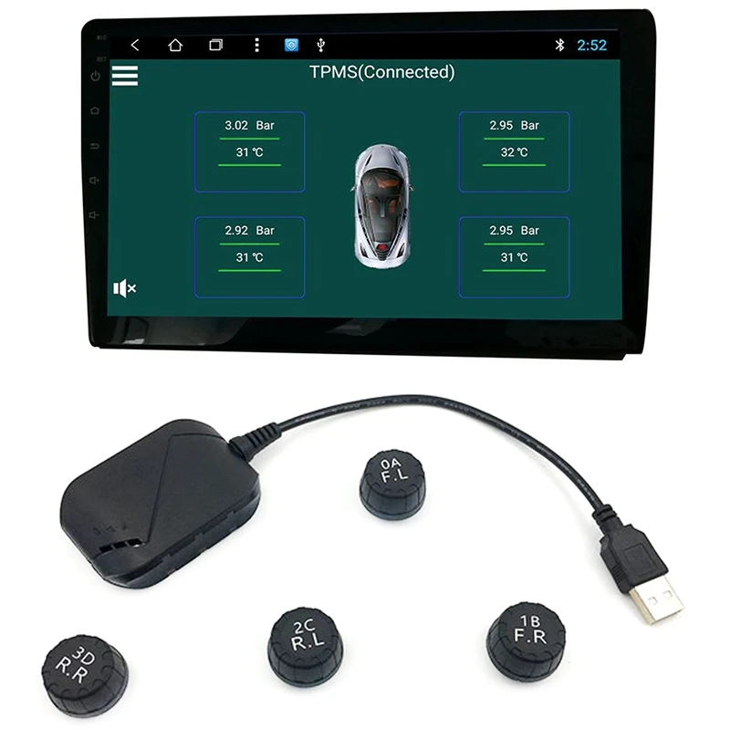 Система контроля давления в шинах TPMS USB-система на Android с внешними датчиками