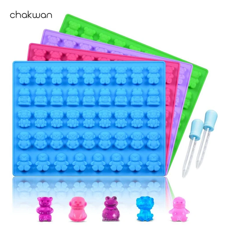 Силиконовые Конфеты Gummy медведя формы мишки лягушки Львы обезьяны Пингвины Форма
